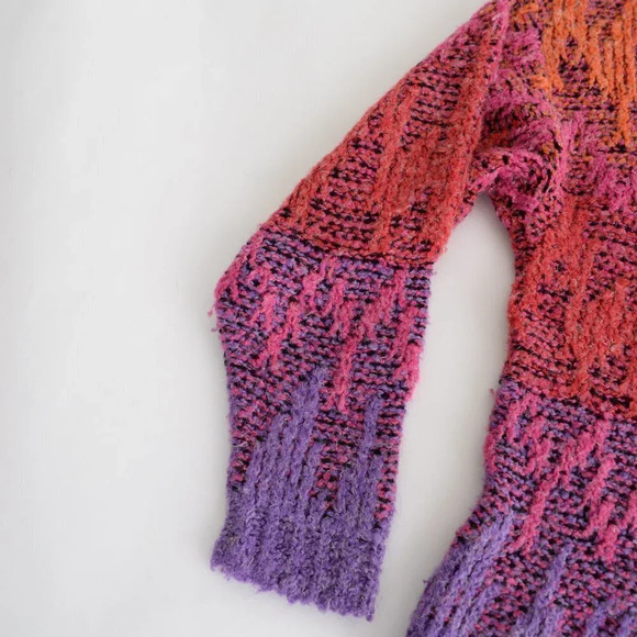 Vintage Haberdasher Purple, Pink, Orange, Red Knit & Yarn Crewneck Sweater M - Picture 9 of 13
